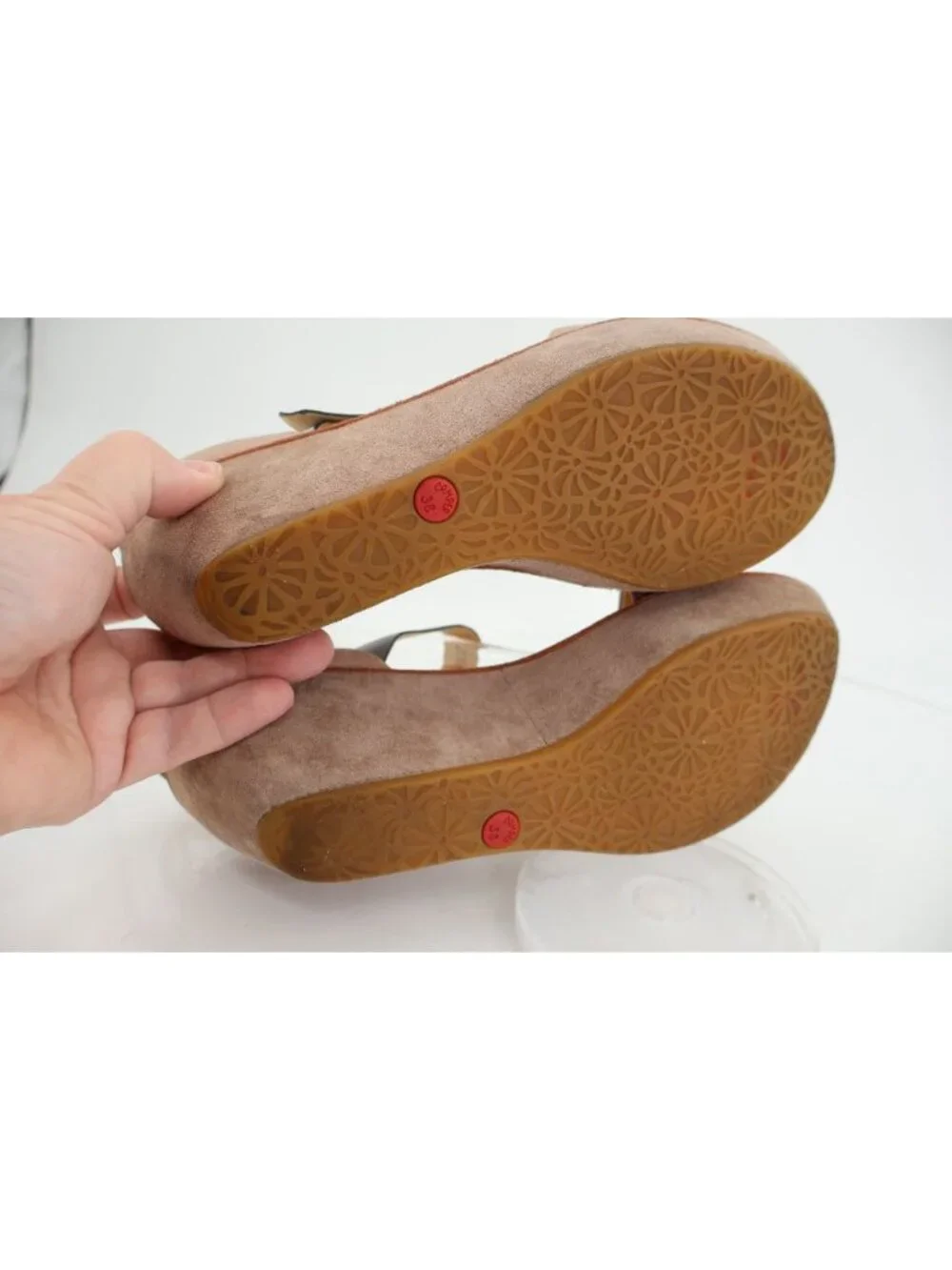 Camper Doshi Levien Twins Sandals Women 7.5 Tan Silver Leather Wedge Slingback